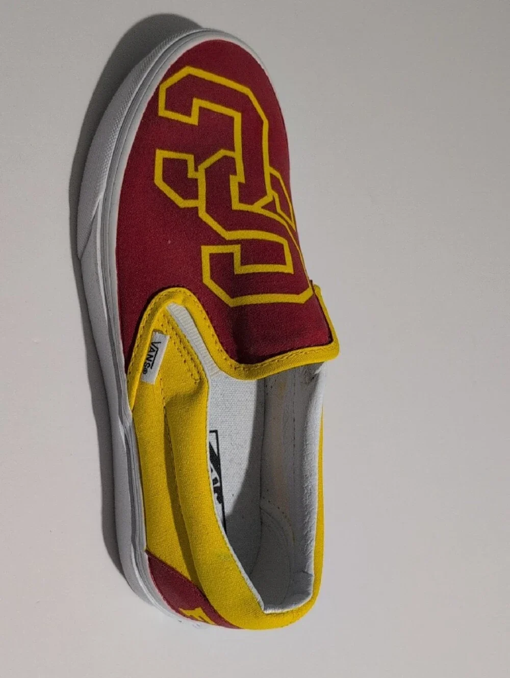 Vans Classic Graphic Slip-On Sneakers Maroon Yellow Unisex Size